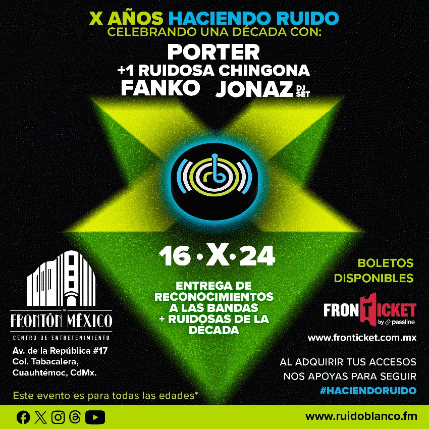 Flyer Ruido Blanco 10 Anos