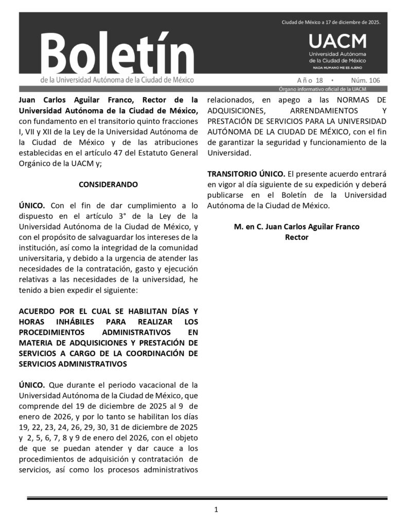 UACM: Lo que debes saber sobre el trabajo administrativo este fin de año 1 UACM