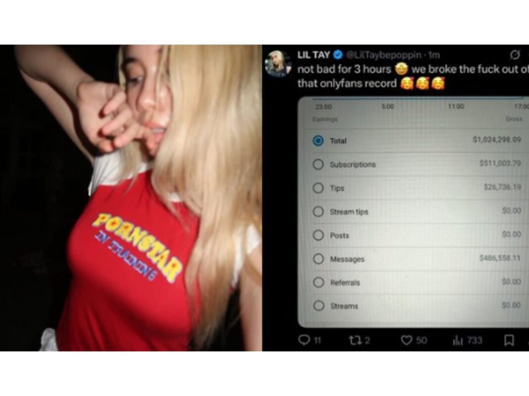 Lil Tay OnlyFans debut millonario influencer celebrando en una piscina.