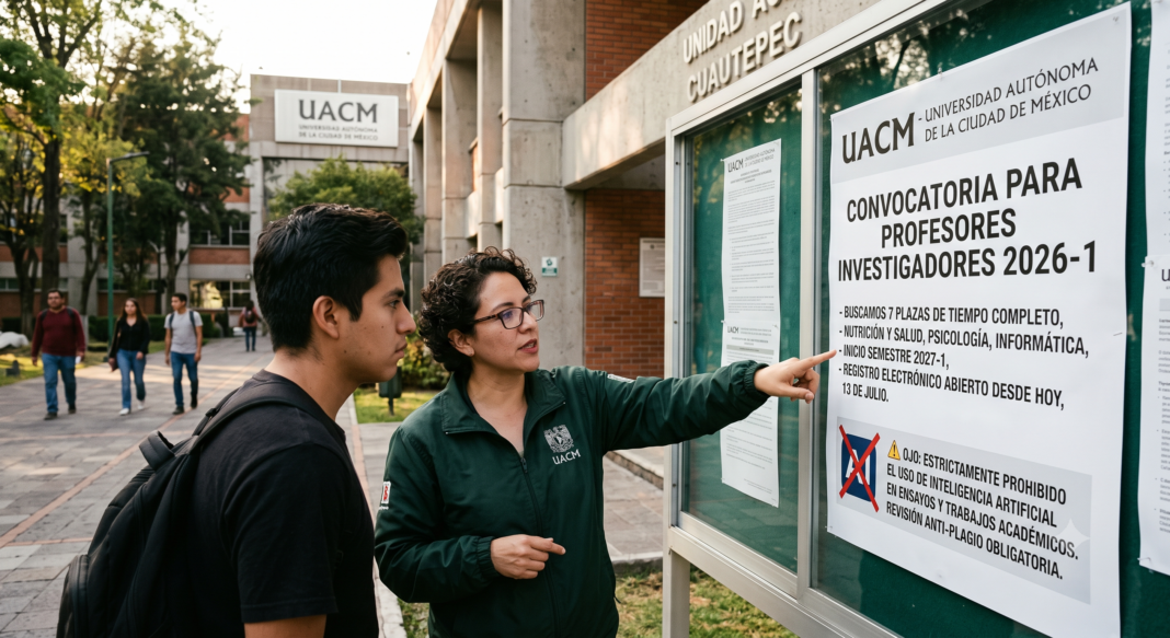 La Universidad Autónoma de la Ciudad de México (UACM) publicó su primera convocatoria. La institución busca contratar a siete profesores investigadores de tiempo completo.